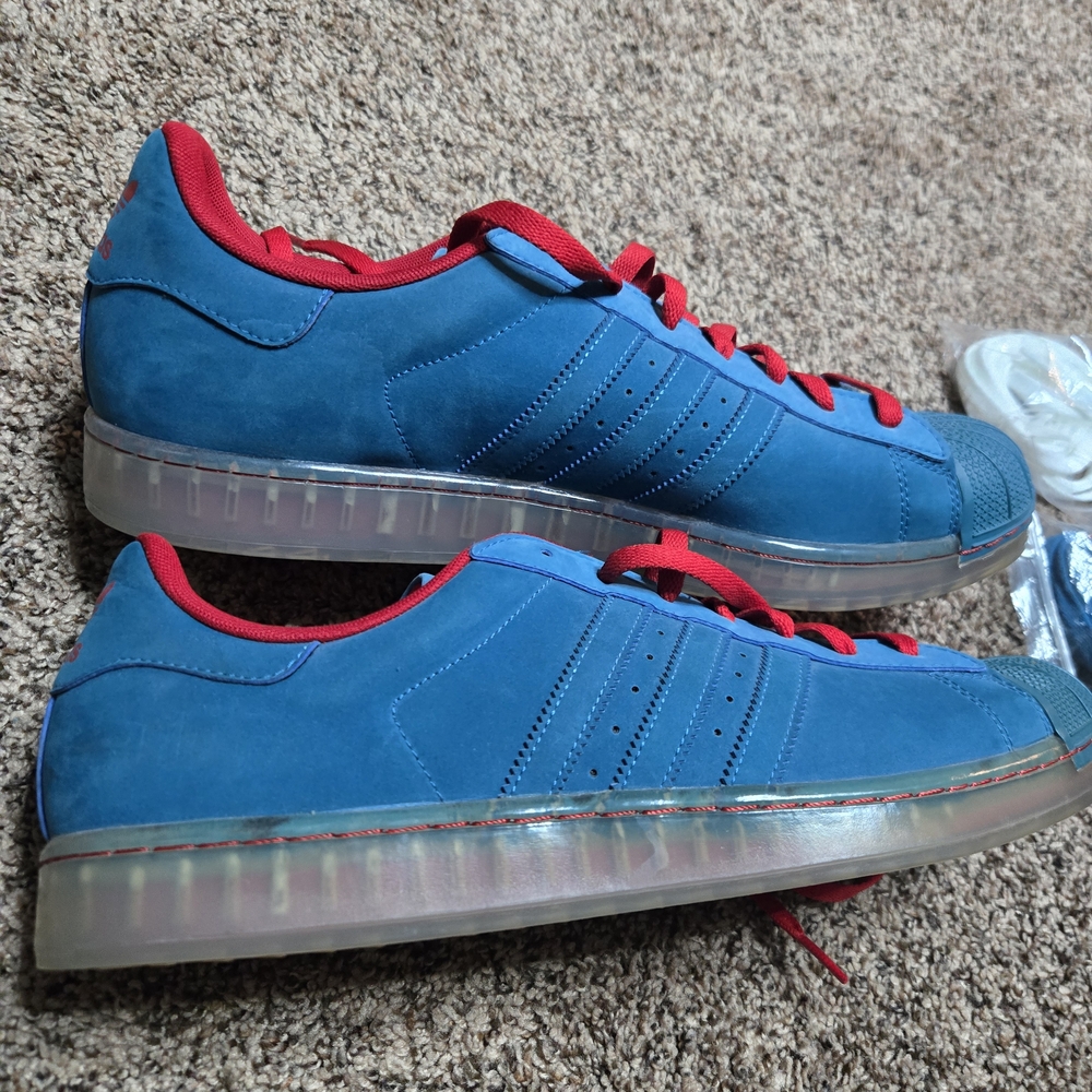 *Size 13* Adidas Men’s Athletic Sneakers in Blue with Red Accents - Picture 3 of 9